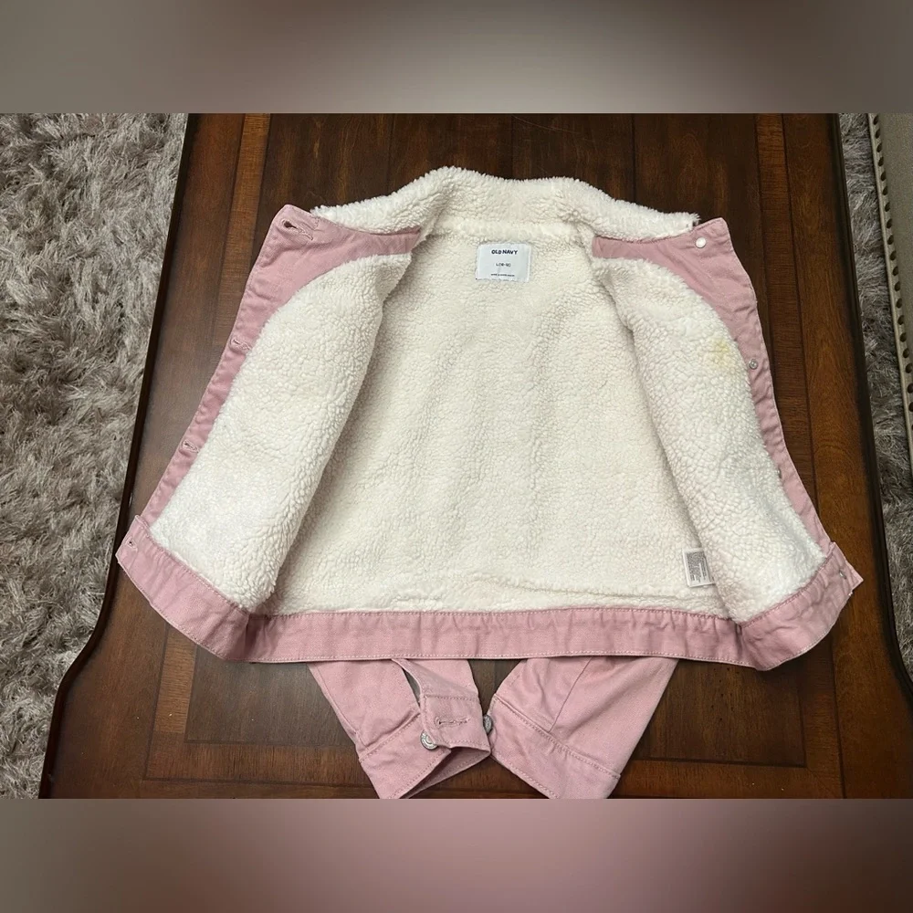 Old Navy Light Pink Sherpa-Collar Denim Jacket‎